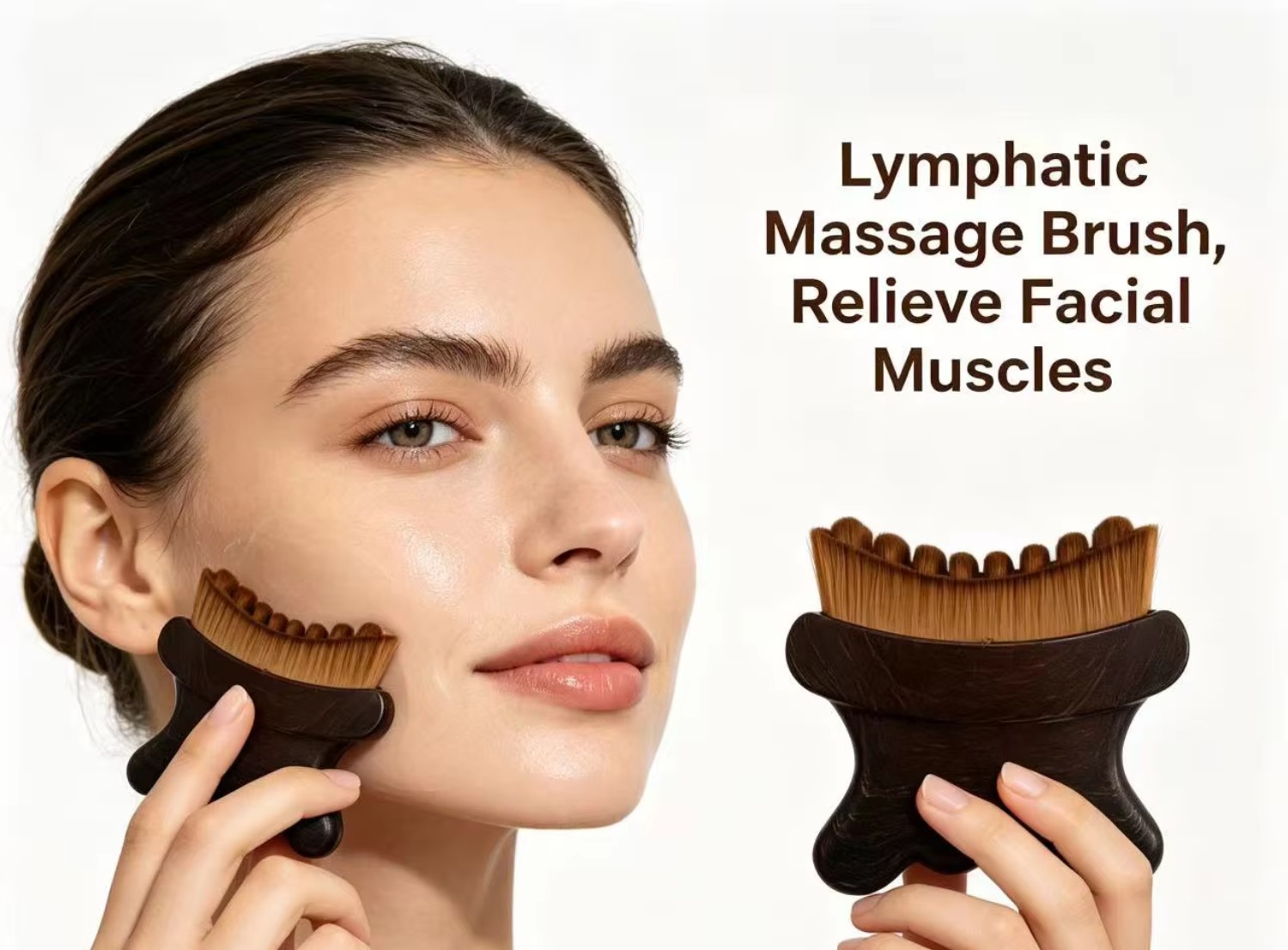 Fish tail lymphatic massage brush for relieving facial muscles