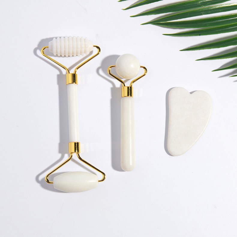White jade 3-in-1 set with gold frames