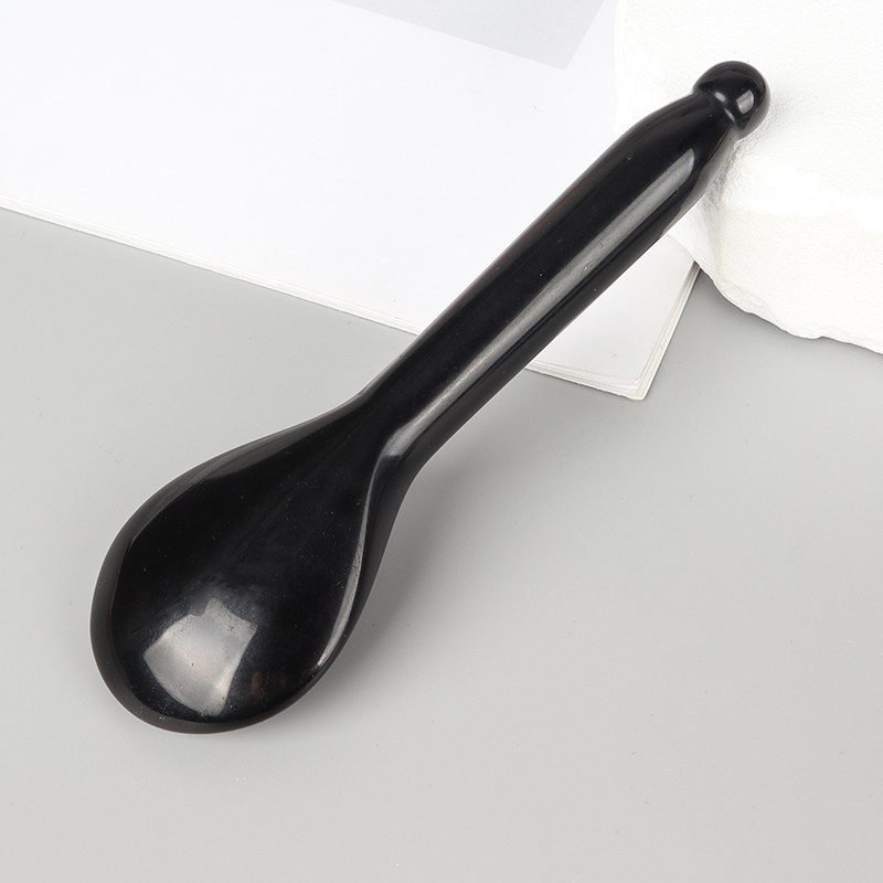 Black obsidian spoon gua sha tool