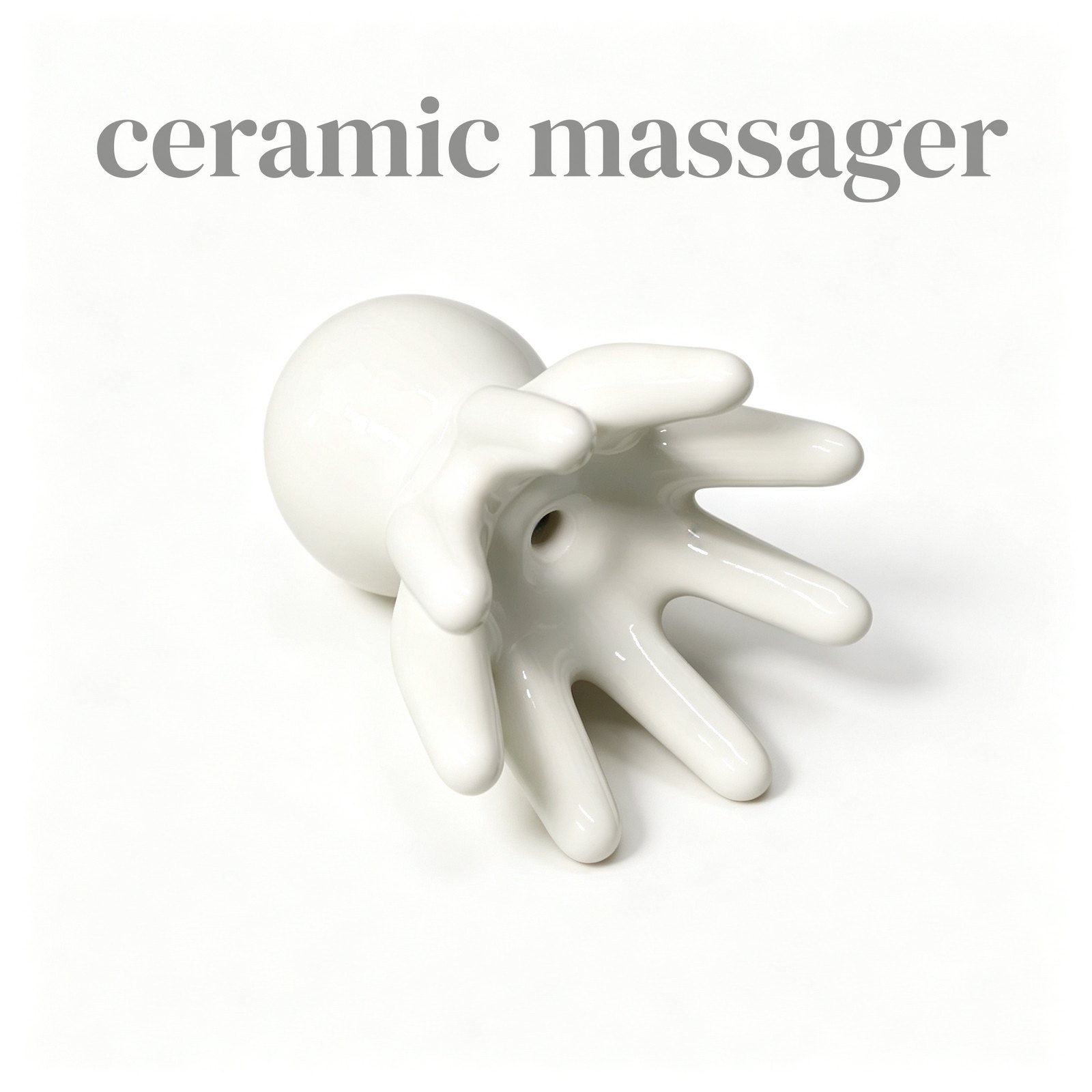 GSK50 Ceramic Octopus Tentacle Massager White 9.4 cm view 2