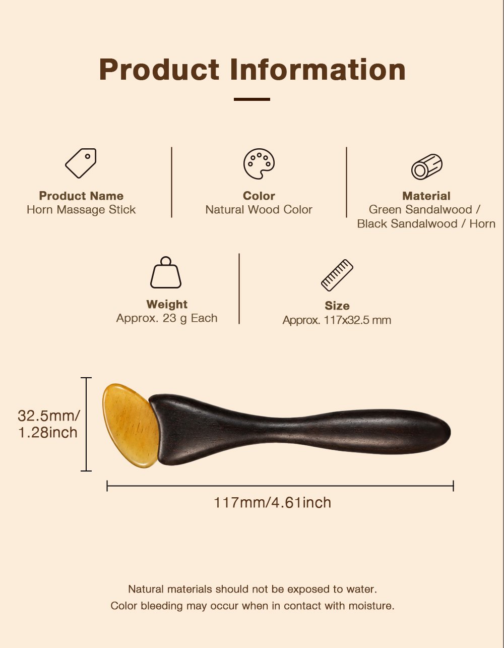 Product information: size 117 x 32.5 mm, weight approx. 23 g