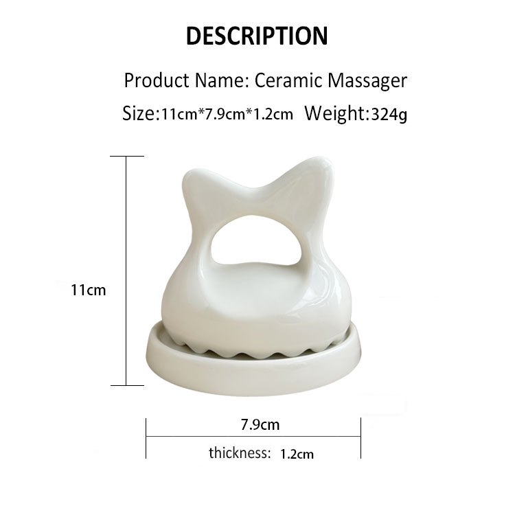 GSK42 Ceramic Cat-Ear Ring Handle Body Massager 11 cm view 6