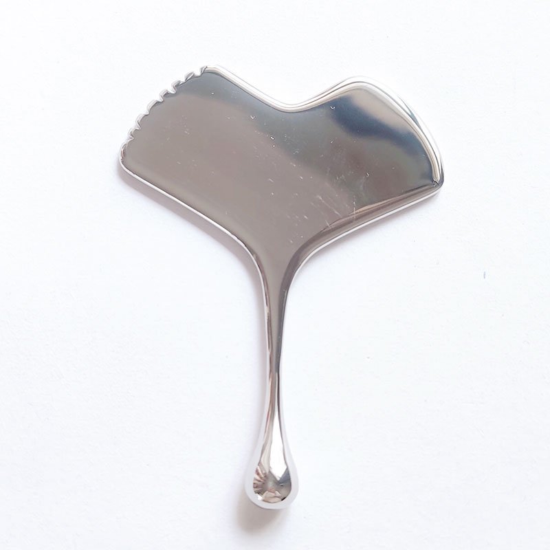 Fan-Shaped Stainless Steel Contour Gua Sha Tool for Anti-Aging Facial Massage