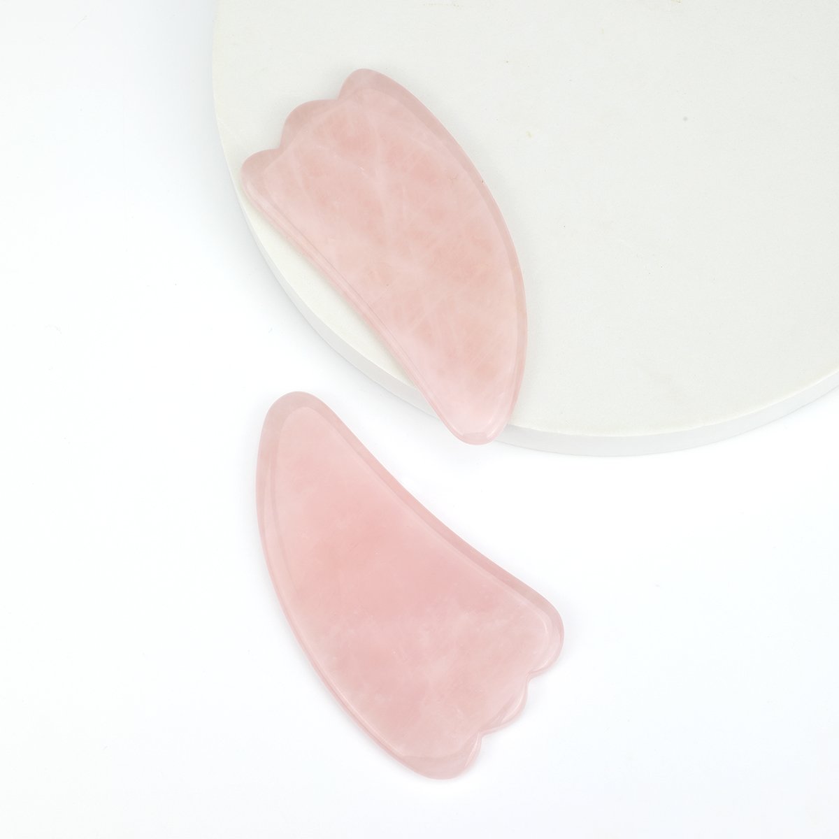 Rose Quartz Horn Shape Gua Sha Tool for Face and Neck detail 3