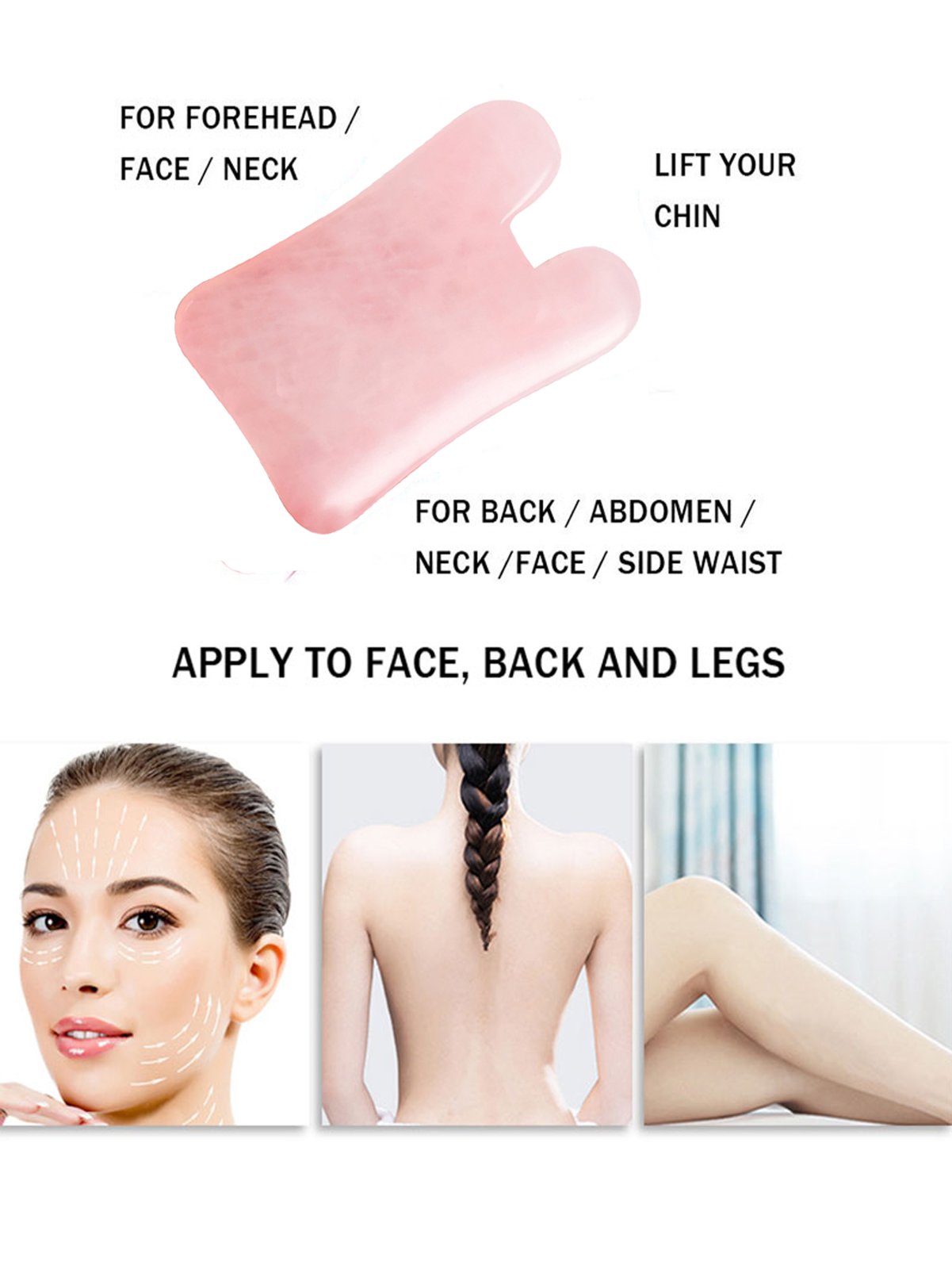 Rose Quartz Concave Gua Sha Board for Face and Body Massage detail 5