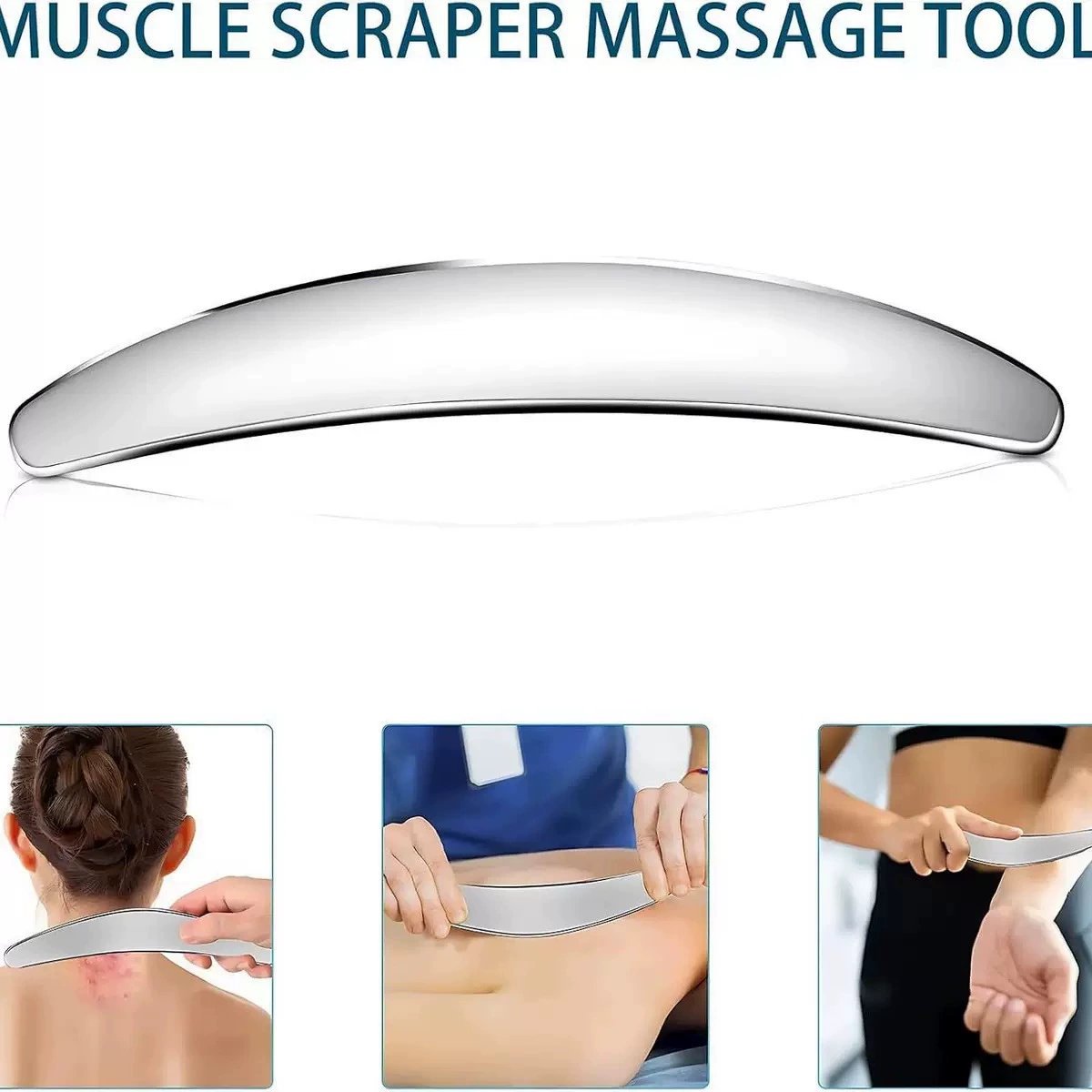 C-Shape Body Stainless Steel Gua Sha Tool for Deep Tissue Ma detail 3