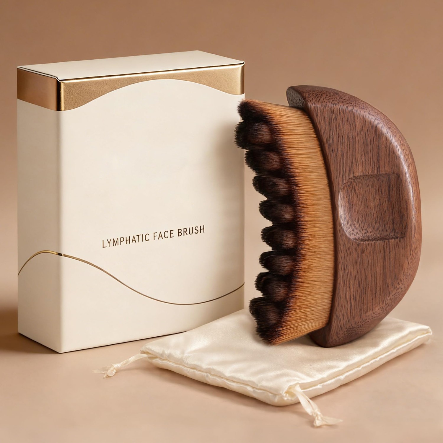 Half moon contour brush with gold gift box packaging