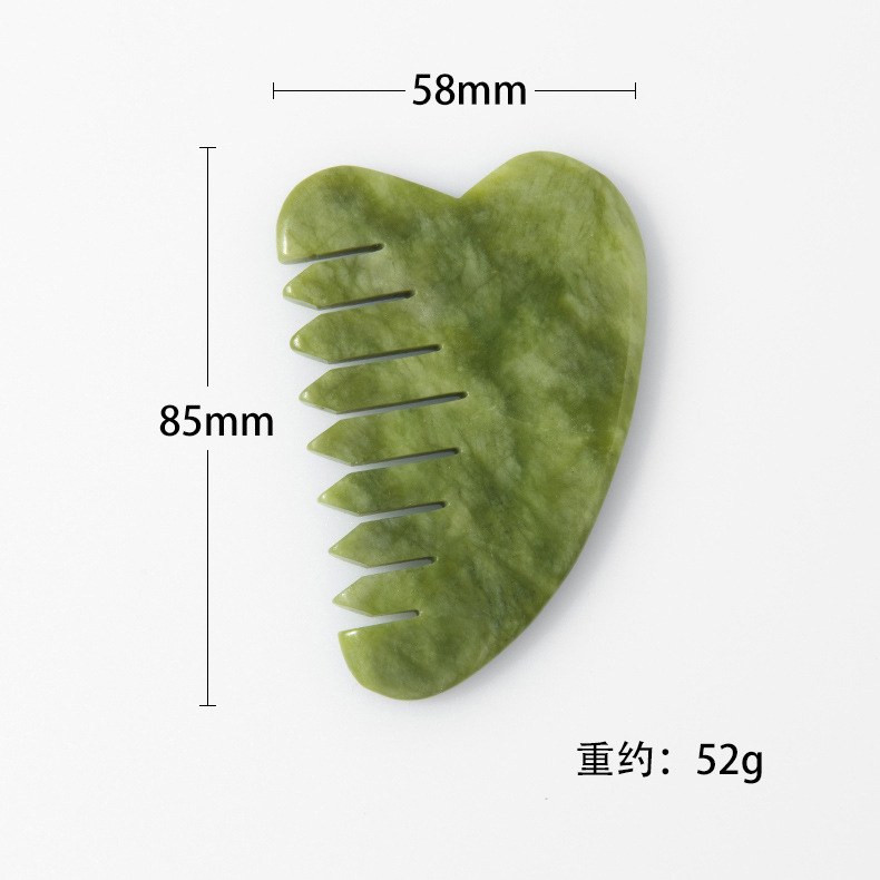 Heart green jade comb 58 x 85 mm, about 52 g