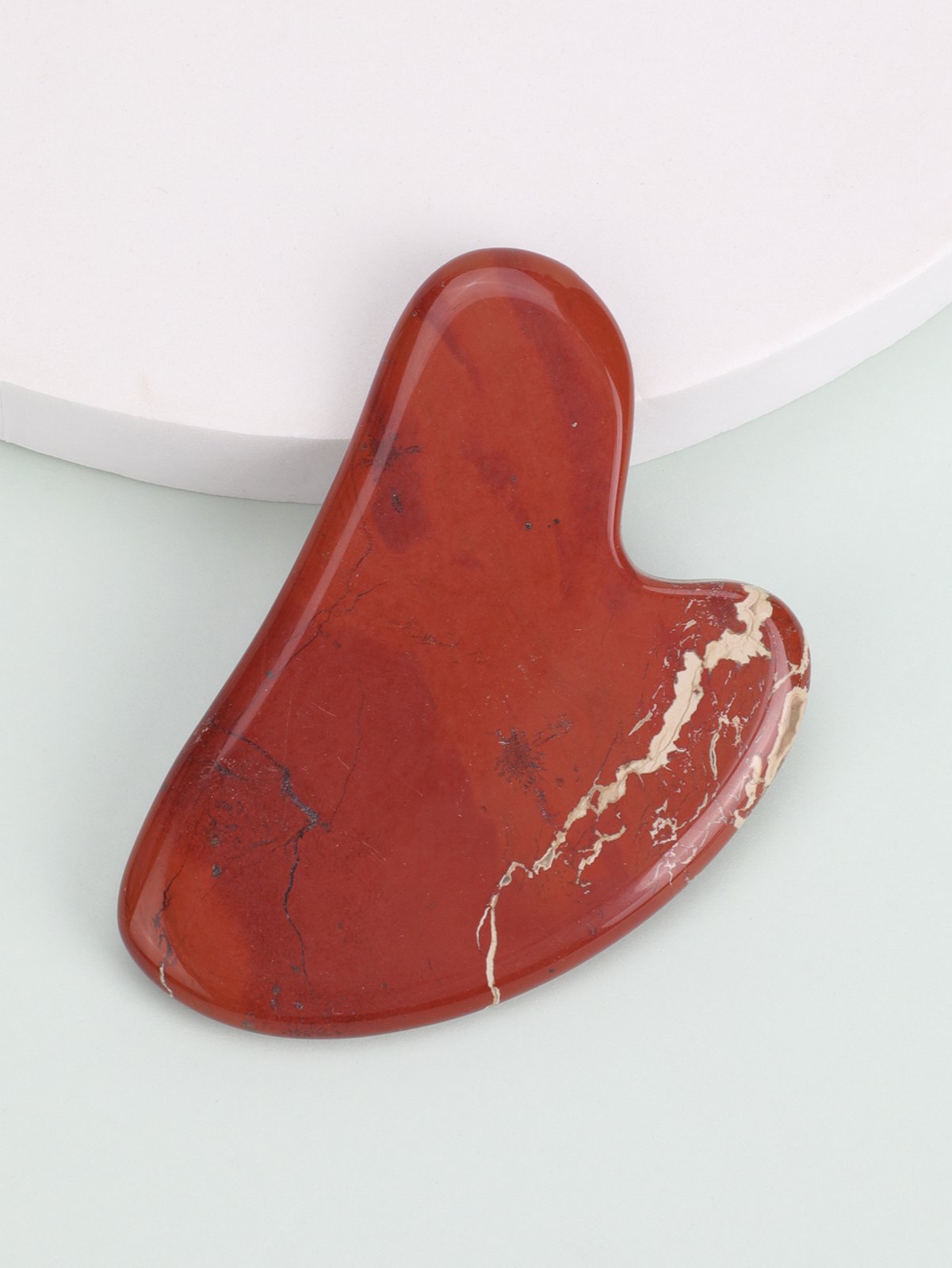 Red Jade Heart Shape Gua Sha Facial Massage Tool detail 2