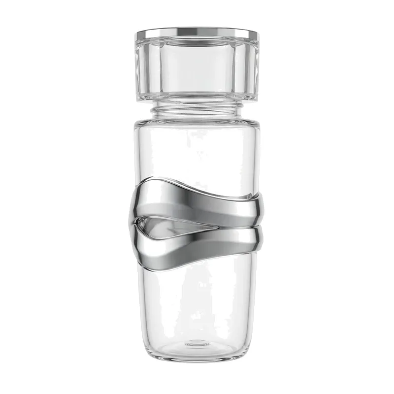 cylinder glass bottle silver ring collar
