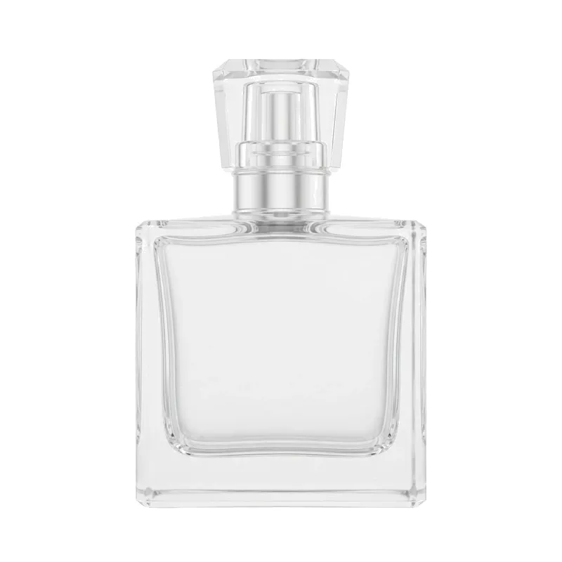 square glass perfume spray bottle crystal cap
