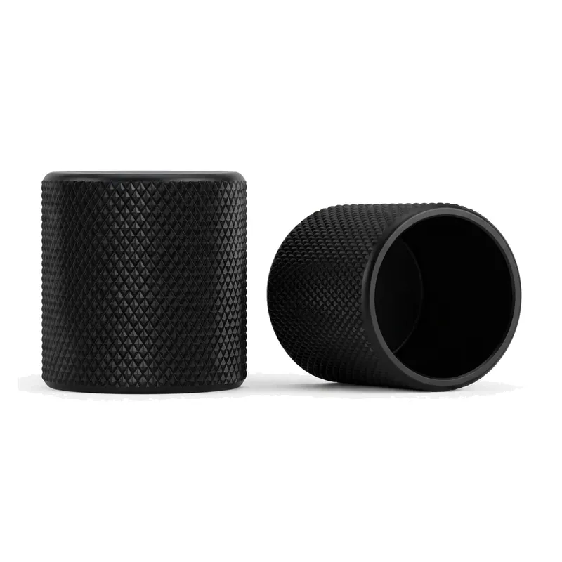 black knurled perfume caps pair