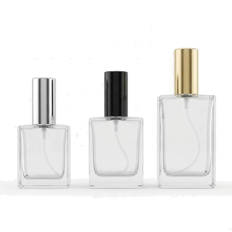 square glass spray bottles metal caps