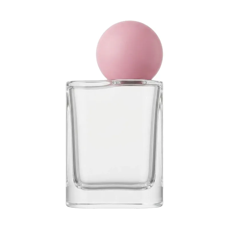 square glass perfume bottle pink ball
