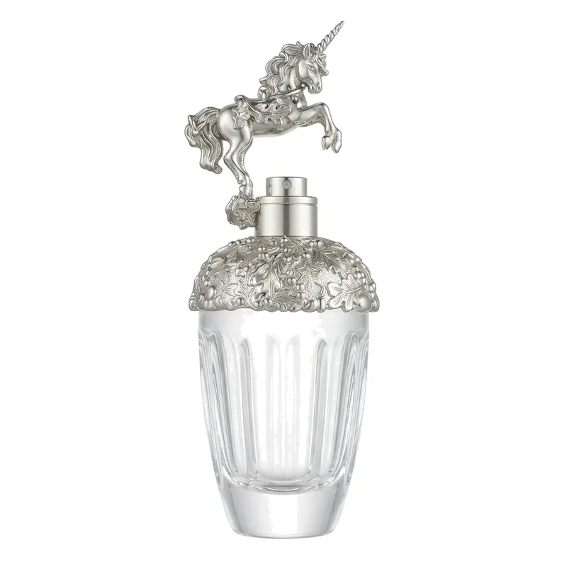 unicorn cap glass perfume bottle silver