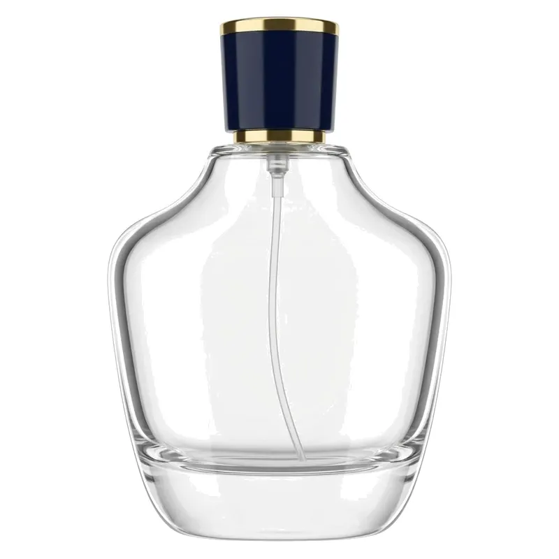 pear shape glass perfume bottle navy cap