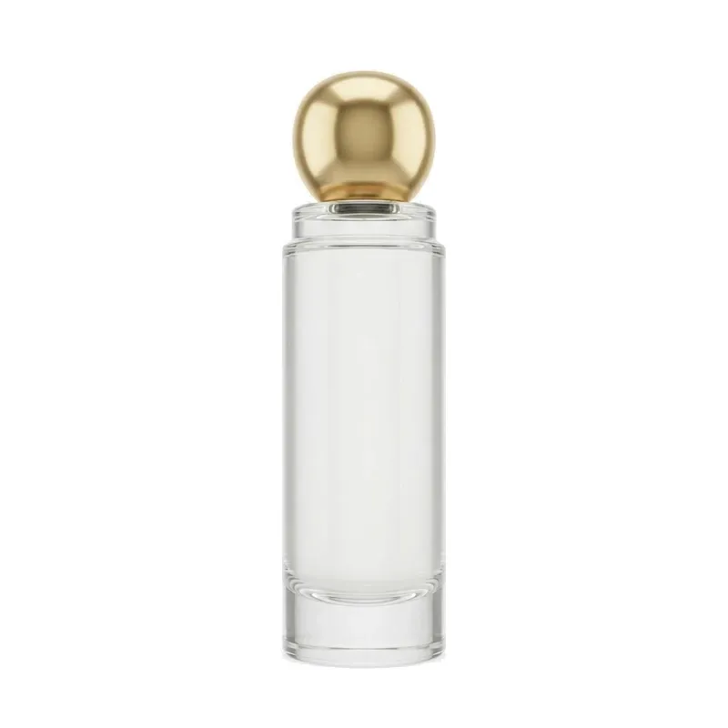 tall cylinder glass perfume bottle gold ball