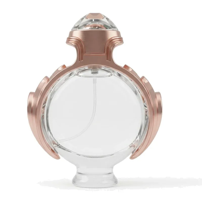 round glass perfume bottle rose gold frame
