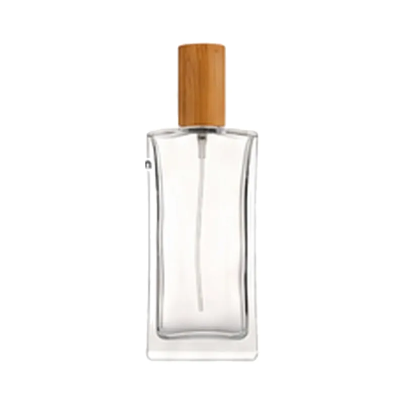 100ml clear glass perfume bottle, model XB087, 18mm screw neck - front view on pure white background