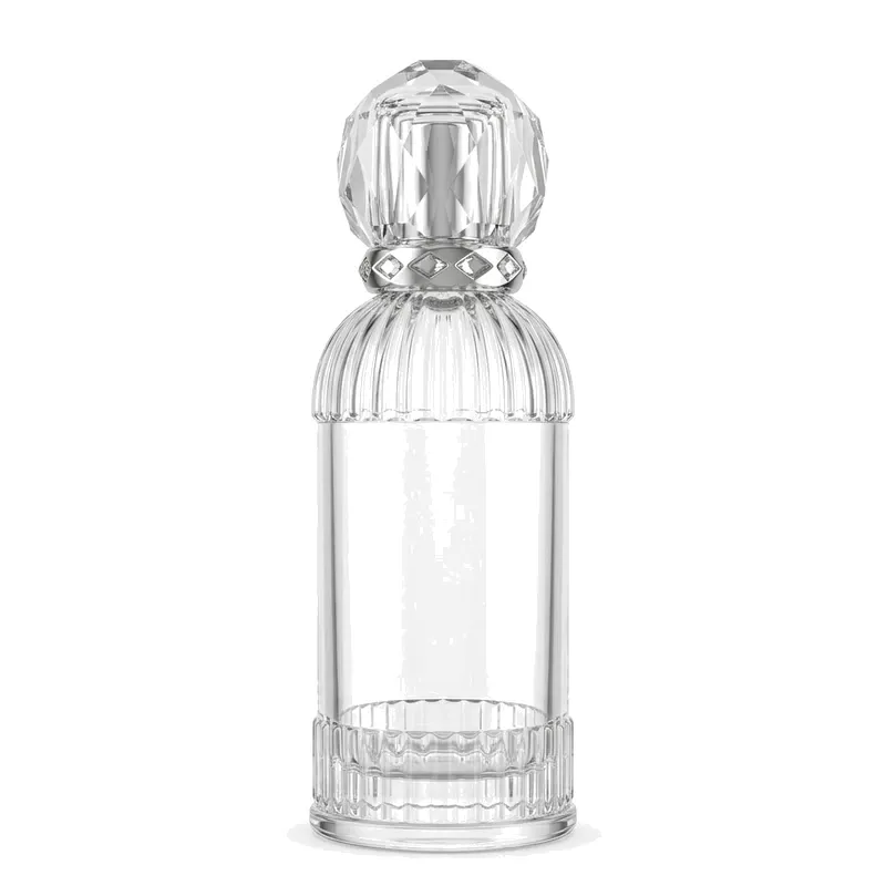 fluted glass perfume bottle vintage cap