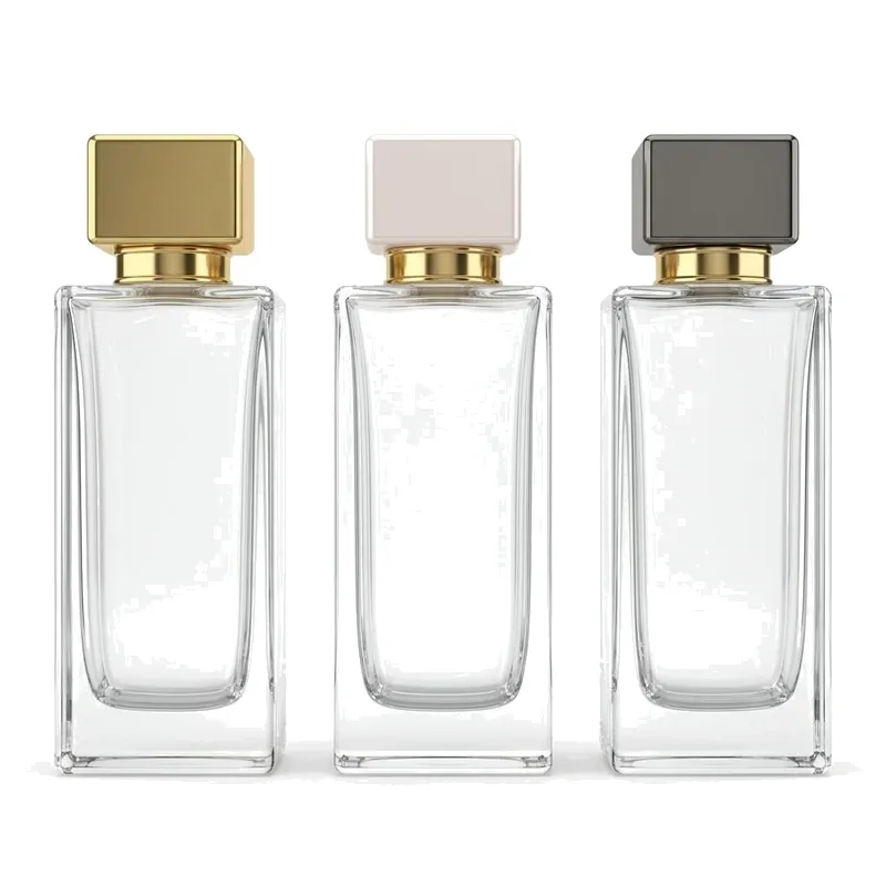 square glass perfume bottles cube caps