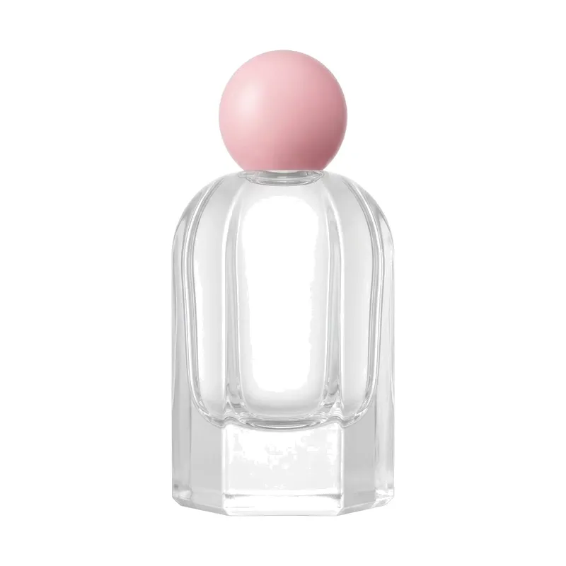 faceted glass perfume bottle pink ball cap