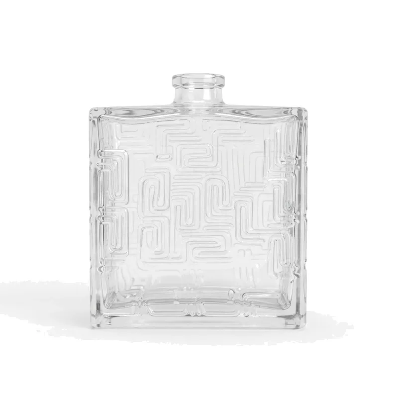 engraved square glass perfume bottle