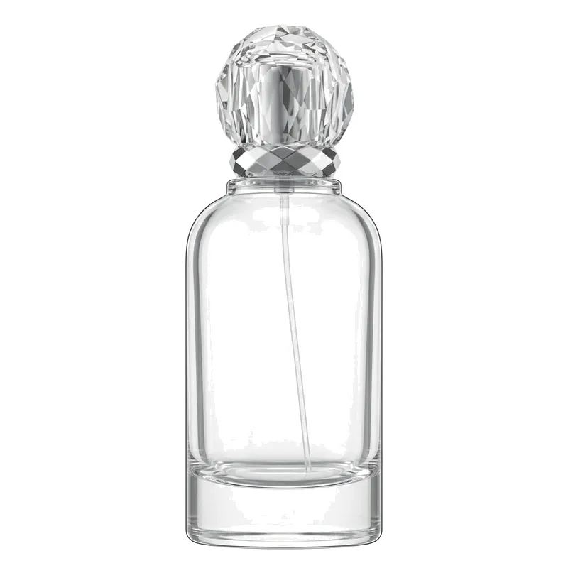 clear glass perfume bottle crystal ball cap