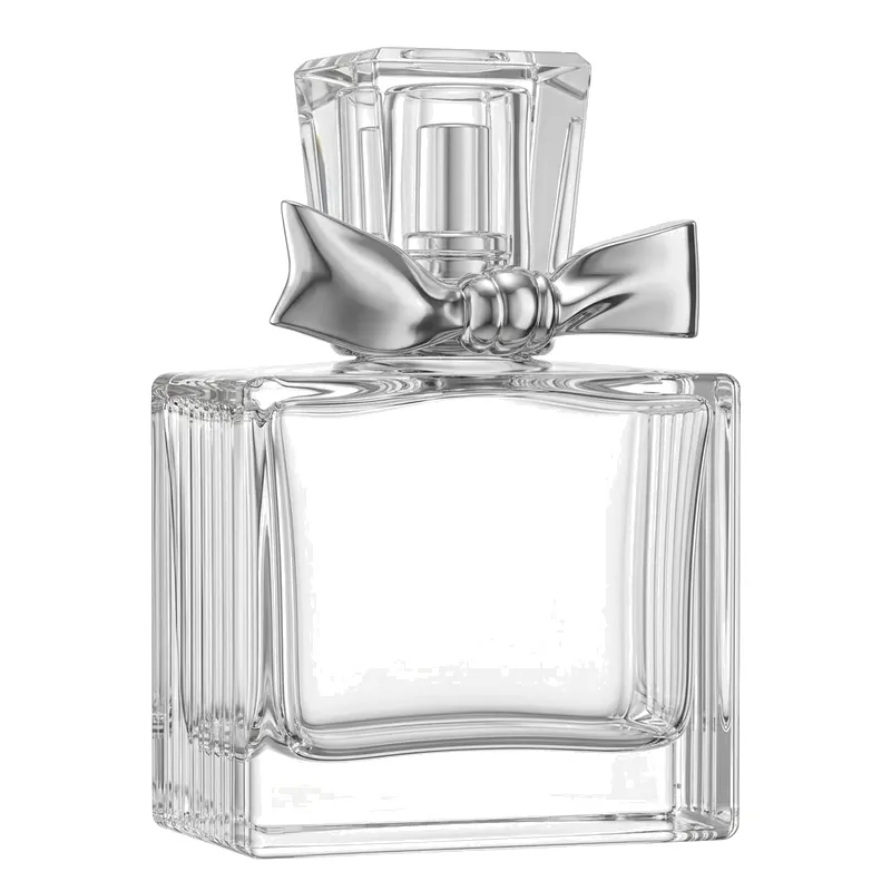 square glass perfume bottle bow cap