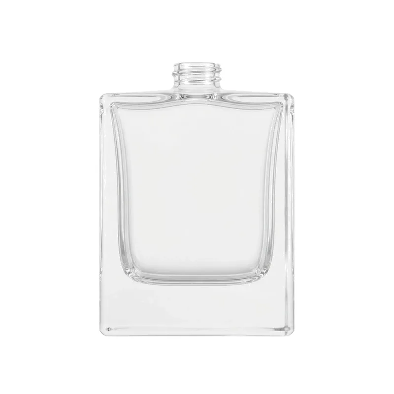 wide square glass perfume bottle no cap