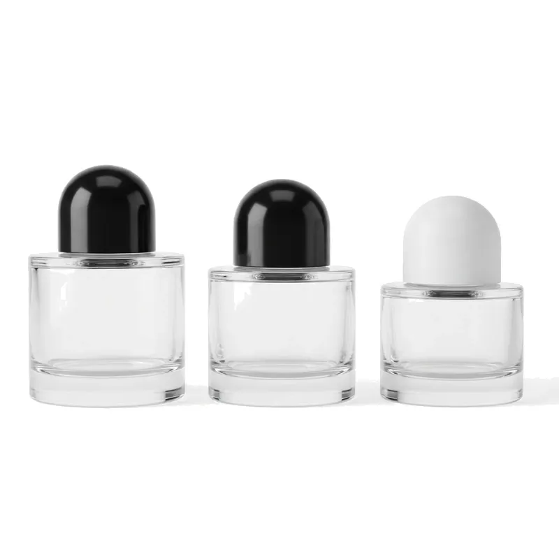 small rounded glass perfume bottles dome caps
