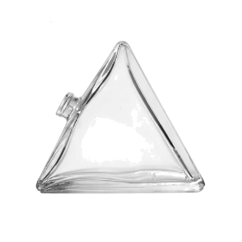triangle glass perfume bottle screw neck
