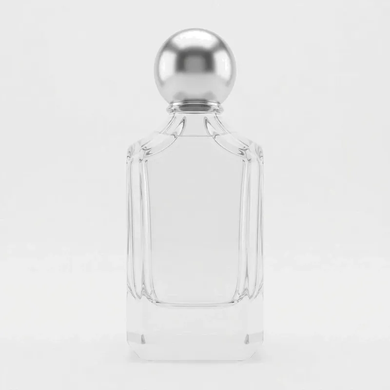 rounded rect glass perfume bottle silver ball