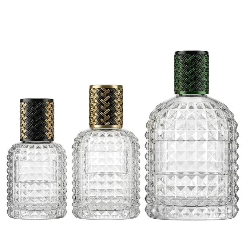 diamond cut glass perfume bottles set