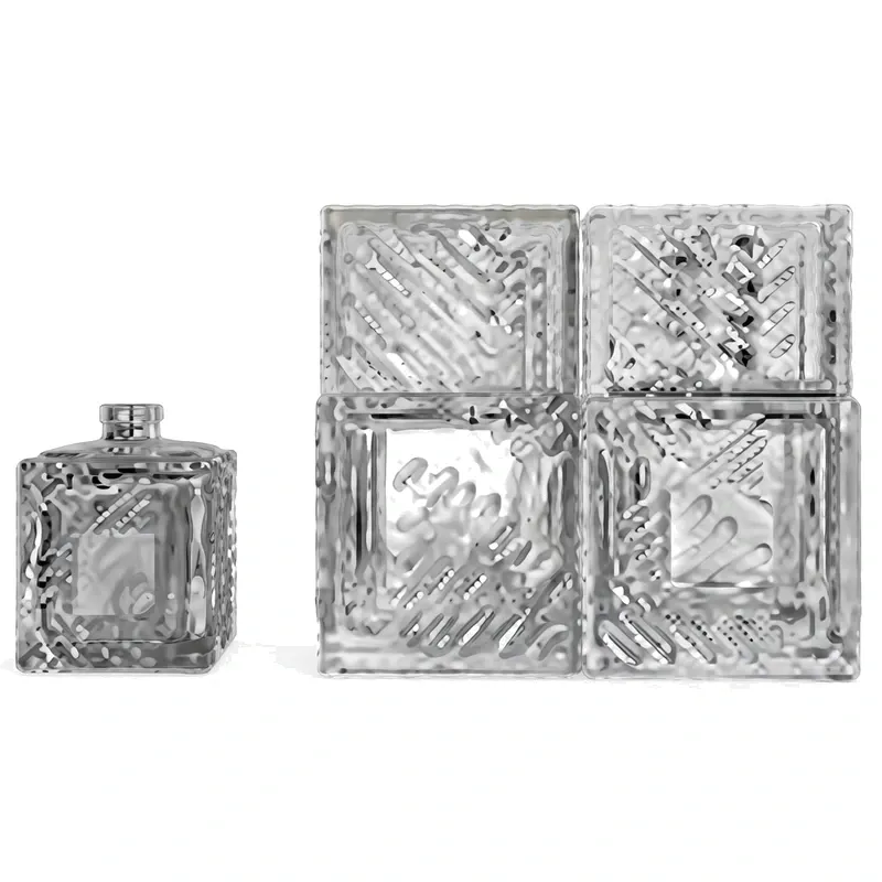 crystal cut square glass bottles set
