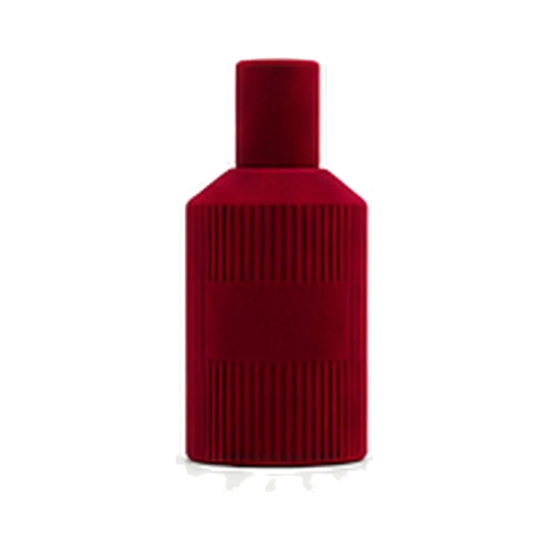 100ml wine red glass perfume bottle, model XB108, 15mm crimp-on neck - front view on pure white background