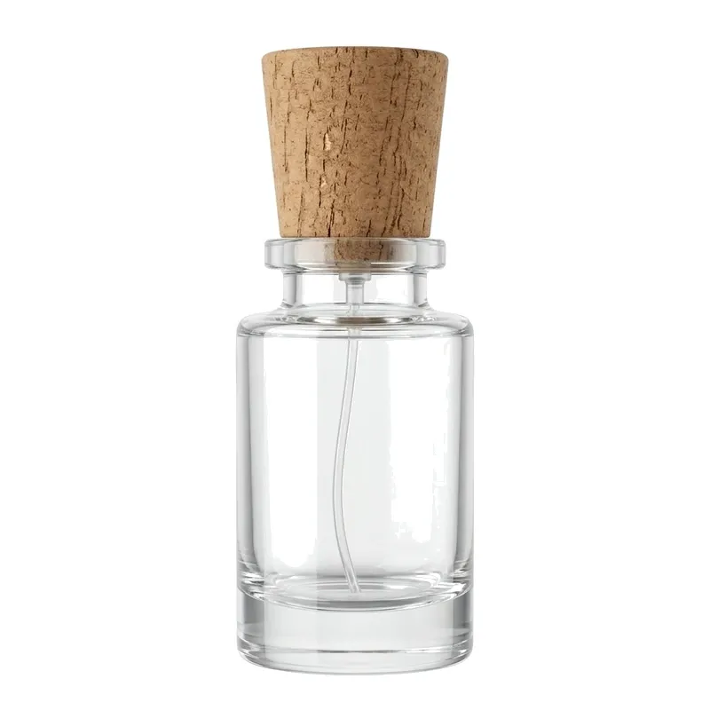 mini cylinder glass perfume bottle cork cap