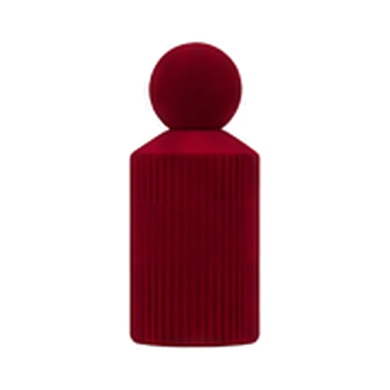 50ml wine red glass perfume bottle, model XB106, 15mm crimp-on neck - front view on pure white background