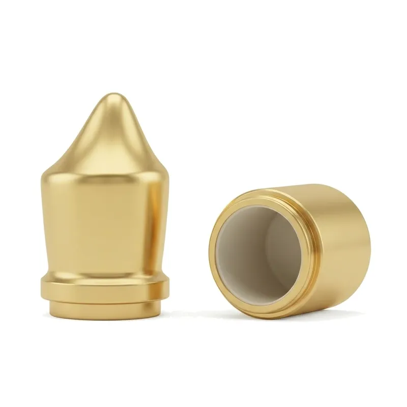 gold pointed dome perfume caps pair