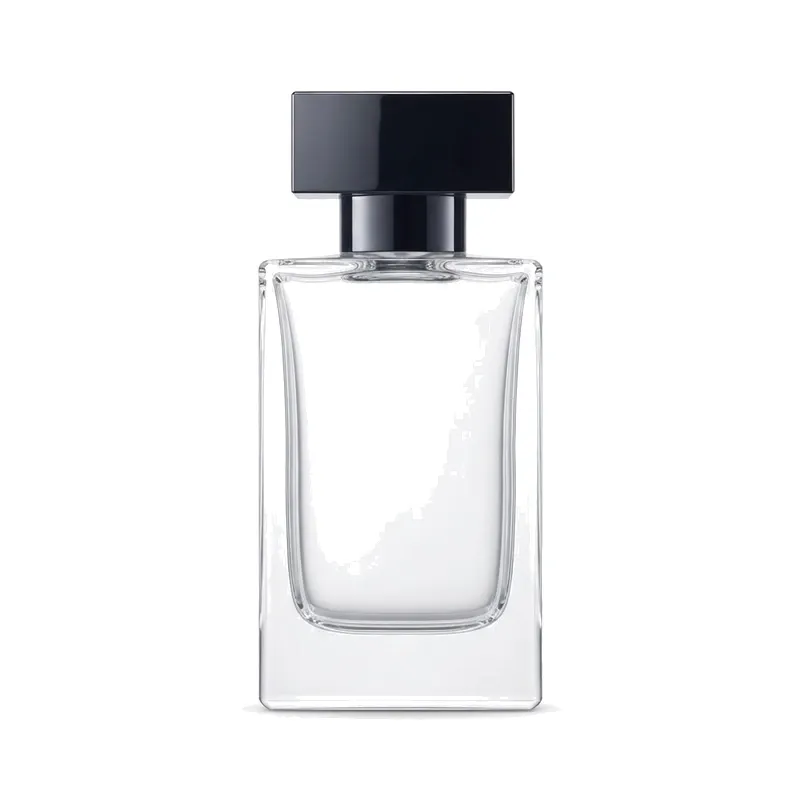 square glass perfume bottle navy cap