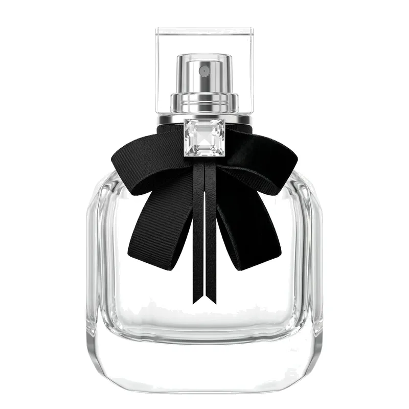 square glass perfume bottle black bow