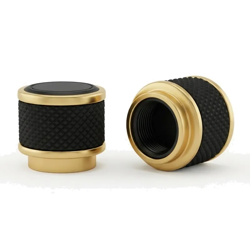 black gold textured perfume caps pair
