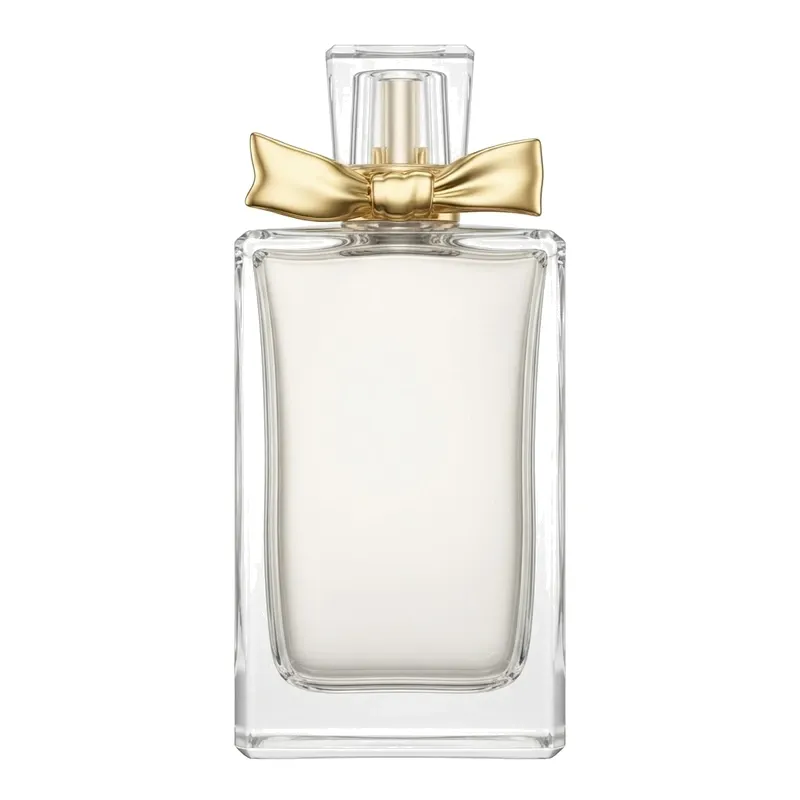 rect glass perfume bottle gold bow cap