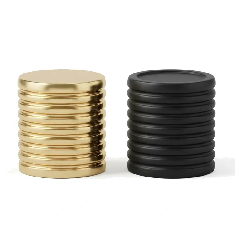 ribbed cylinder perfume caps gold black pair