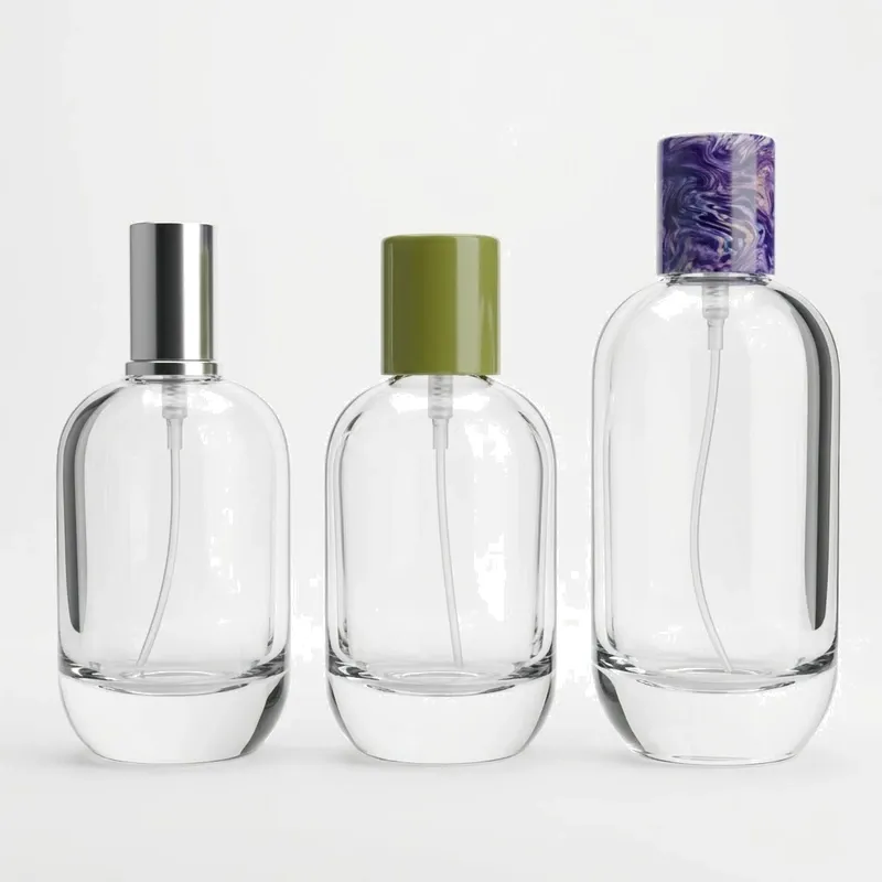 cylindrical glass perfume bottles set