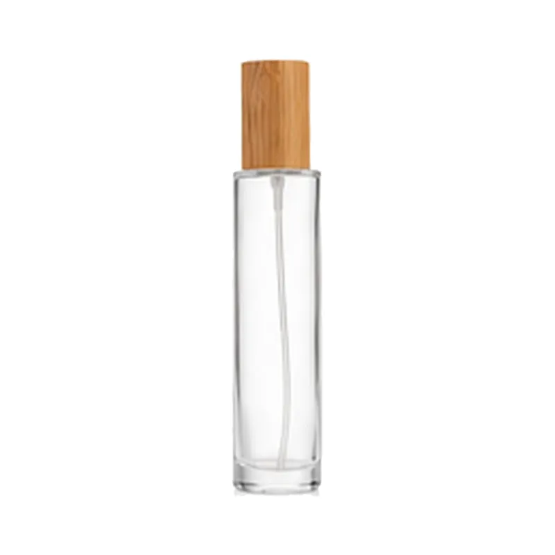 50ml clear glass perfume bottle, model XB090, 18mm screw neck - front view on pure white background