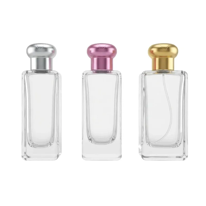 slim rect glass perfume bottles metal caps