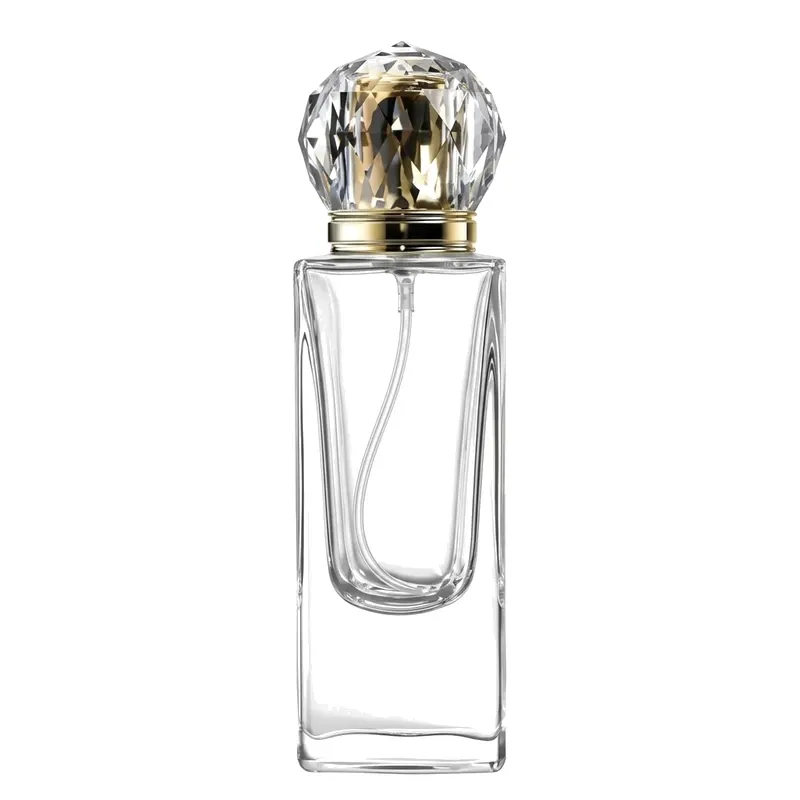 tall square glass perfume bottle crystal cap