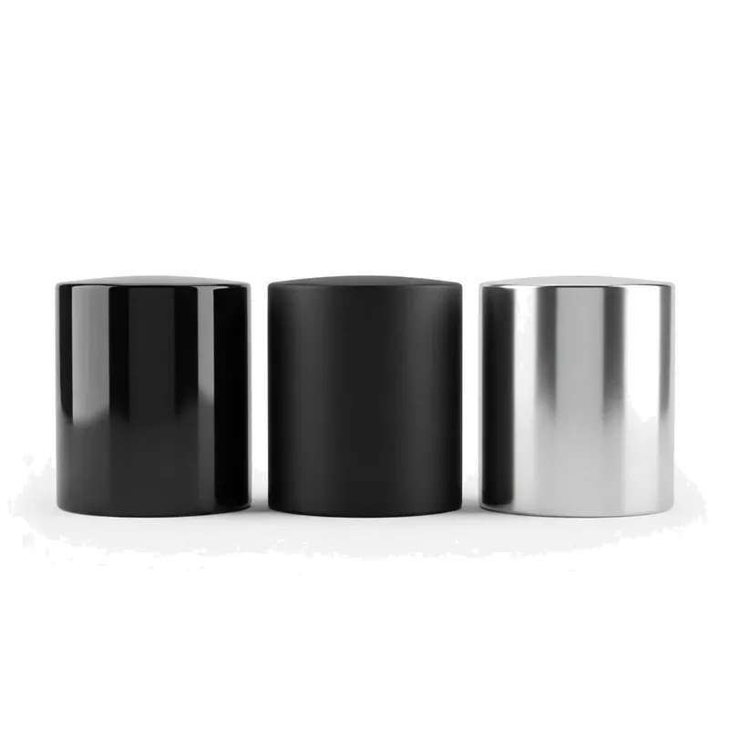 glossy perfume caps black silver set