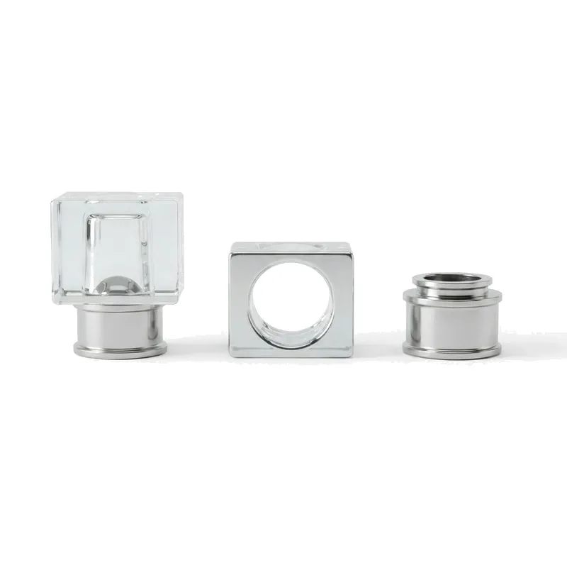 square perfume cap components clear silver